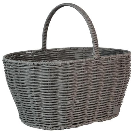 UNUS Kinder-Einkaufskorb Weidenkorb Groß für den Kaufladen Picknickkorb Osterkorb grau mit Griff