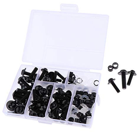 Kit completo di bulloni per carenatura moto, 158 pezzi, clip di fissaggio, viti nere