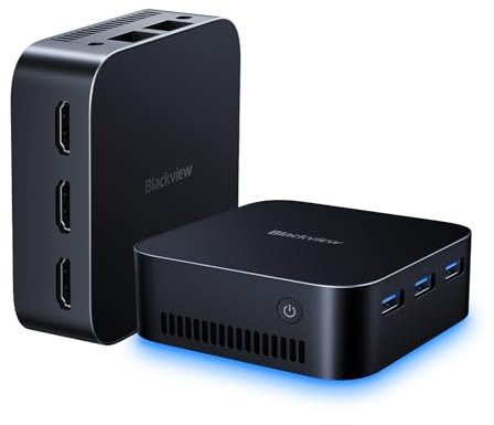 Blackview MP80 W-11 Pro Mini PC N97 Intel 12th Gen (Beats N100/N95, up to 3.6GHz), 16GB DDR5 RAM 512GB Mini Computer, Dual LAN, 3 * HDMI, USB 3.0, WiFi 2.4/5G, 4K UHD, for Office/Business/Home