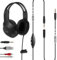 DUNGZDUZ 20Ft Extra Long Cord Headphones for TV & PC with Volume Control, Wired TV Headset with Extension Cable, 3.5mm Aux Jack with USB & RCA Adapters for More TVs, Senior Friendly