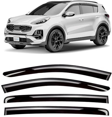 CLIM ART Windabweiser für/kompatible mit Kia Sportage SUV Zubehör 2016-2022 QL MK4 - Stick-on Regenabweiser - Autofenster Regenschutz - Windabweiser Autofenster - Einfache Montage - Garantie 4 Set