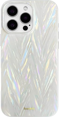 SCORPIFY für iPhone 15 Pro Hülle mit Buntem Perlen Aurora Rücken Design [Kompatibel mit MagSafe], süße magnetische Handyhülle für Frauen, Mädchen und Männer, Bumper mit Perlmutt Muschel Muster