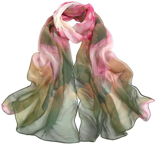 MUNSKT Foulard Femme écharpe pour Légère Fleur de Vert pour la Plage le Quotidien Fête Banquet