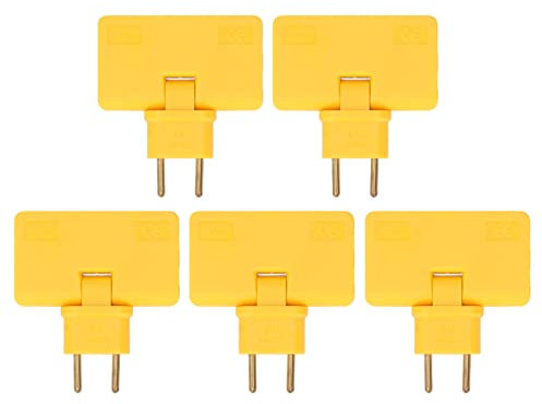 BigKing 5 Stück Kabelloser EU-Steckdosenkonverter, 1 auf 3 EU-Steckdosenadapter, 180 Grad drehbar, 110 − 250 V, (Strom: 10 A, Leistung: 1500 W) (Gelb)