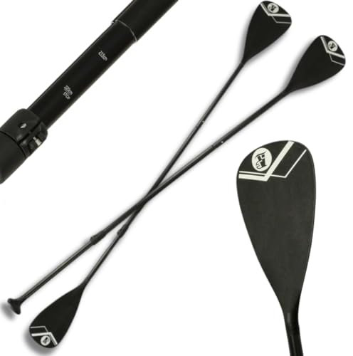 Fortena Paddel 3-teilig Aluminium voll verstellbar für Kajak SUP 175 cm bis 220 cm Schwarz (Doppelpaddel)