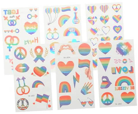 UPKOCH 8blätter Regenbogen Pride Sticker Transfer Aufkleber Für LGBT Feiern Bunte Dekoration Für Partys Getränke Kleidung Und