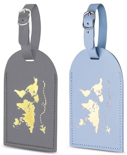 flintronic Lot de 2 étiquettes de bagages en cuir, étiquettes d'identification pour valise, sac à main, accessoires de voyage pour hommes mariés, femmes, couples, cadeau de mariage et de voyage