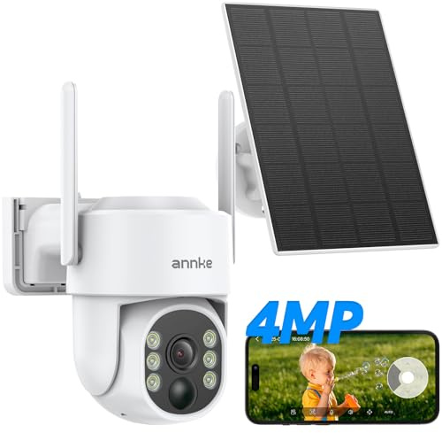 ANNKE 4MP Solar Security Cameras Outdoor Wireless, 9000mA Battery for WiFi Camera, 2 Way Audio, Human detection, 360° Pan & Tilt, PIR Detection, Color Night Vision, Up to 256G Storage, Alexa Supported