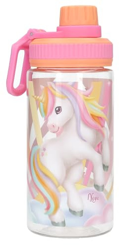 Depesche 14146 Ylvi Sugar Pop - Transparente Trinkflasche in Bonbon Farben, mit Einhorn Aufdruck, Trinkverschluss und Griff, Fassungsvermögen ca. 500 ml