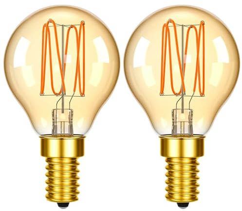 Glühbirne E14 LED, Kerze Vintage Glühbirne 25W, Warmweiß 3W Nicht Dimmbar | 1800K Bernstein Glas Lampe,Nostalgische Dekoration für Zuhause, Hotel, Café, Bar, 2 Stück