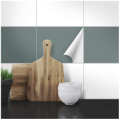 Wandkings Fliesenaufkleber - Wähle eine Farbe & Größe - Mausgrau Seidenmatt - 20 x 25 cm - 100 Stück für Fliesen in Küche, Bad & mehr