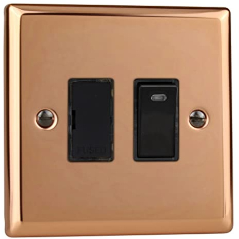 Varilight 13A Switched Fused Spur + Neon Polished Copper