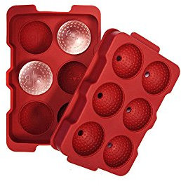 Rival and Revel R|R Rocks - 6 Ball Tray - R|R Rocks - Golf Ball Ice Maker, Red, 6.75 x 4.5 x 2
