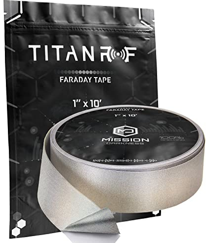 Mission Darkness TitanRF Faraday Tape - High-Shielding Conductive Adhesive Tape // Used to Connect TitanRF Fabric Sheets or Seal RF Enclosures // 1 W x 120 L (2.54cm x 3.05m)