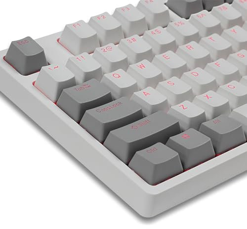 Happy Balls PBT Keycaps Backlit Doubleshot Keycap Set OEM Profil Translucent Cherry MX Key Caps mit Keycaps Halter und Abzieher für 61 87 104 108 MX Switches Mechanical Keyboard (Grey White Combo)