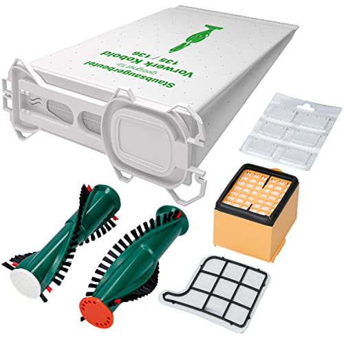 McFilter I Zubehör-Set 17-teilig geeignet für Vorwerk Kobold VK 135, 136, 135SC, 12 Staubsaugerbeutel, 2 Bürsten für EB 350, 1 HEPA-Filter, 1 Motorfilter, Typ VO 8335