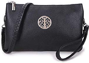 Long & Son Women's Medium Clutch, Wristlet, Shoulder,Cross-Body Bags 23321 (Black)