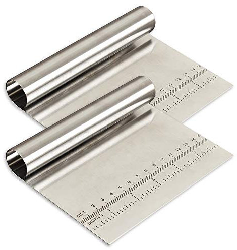 Cozihom Stainless Steel Dough Pastry Scraper/Cutter/Chopper with Measuring Scale, Cake Cutter, Pizza Cutter, Pastry Bread Separator Scale Knife, Pack of 2