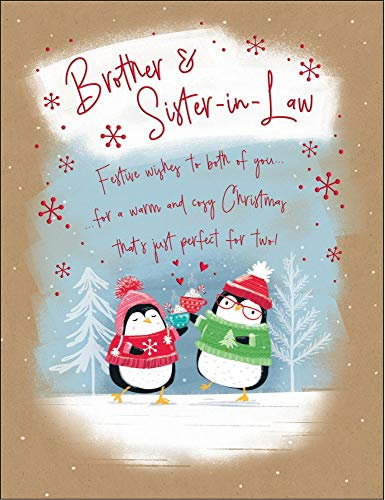 Piccadilly Greetings Weihnachtskarte, Motiv: Bruder und Schwägerin, 20,3 x 15,2 cm