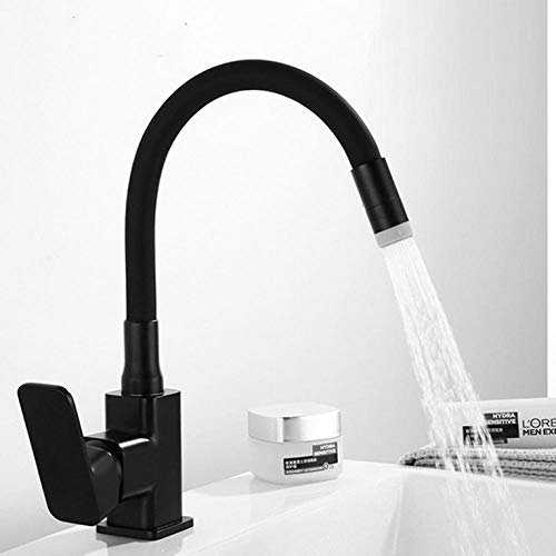 Linyuan Mattschwarzer Küchenarmatur Drehbarer Küchenarmatur Einhandarmatur 360-Grad-Mischmischer Küchenarmatur Küchenarmatur