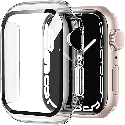 HANKN 2 Piezas Dura Funda para Apple Watch Series 6 5 4 SE 40mm Funda Protector de Pantalla Vidrio Templado, Cobertura Completa Claridad Dura Iwatch Estuche (40 mm, Transparente x 2)