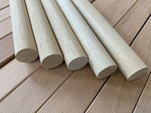 Bastone in Vero Legno di ayous piallato Liscio Non trattato Lunghezza aste mt. 1, Varie Dimensioni di Diametro Disponibili. Made in Italy (Ayous mm.25x1000 pz. 5)
