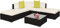 TecTake® Set Rattan Paris, Salotto da Giardino Esterno in Polyrattan, Telaio in Alluminio, Poltrone, Tavolino Salotto con Lastra in Vetro, 2 Cuscini Aggiuntivi - Nero