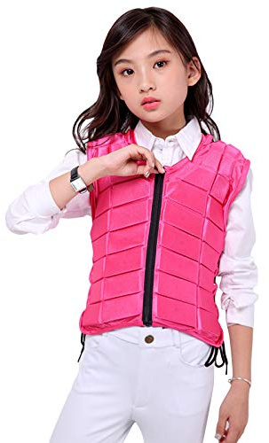 UNISTRENGH Unisex Kids Equestrian Protective Vest EVA Padded Safety Horse Riding Protective Gear Body Protector Guard Shock Absorption Waistcoat (Pink, CS)