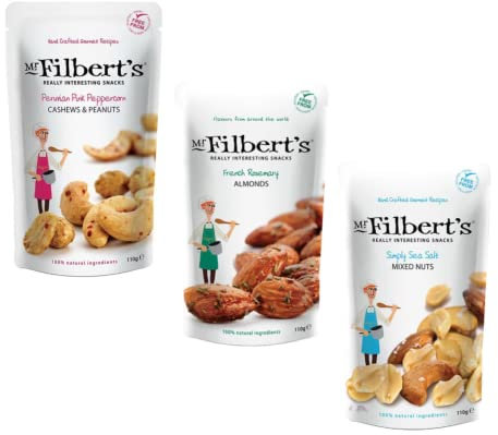 Mr. Filbert's Mix di Anacardi | Arachidi e Mandorle Tostati con Sale Marino e Pepe Rosa Peruviano | Arachidi Tostati Salati | 330 Gr Totali | Anacardi Mix