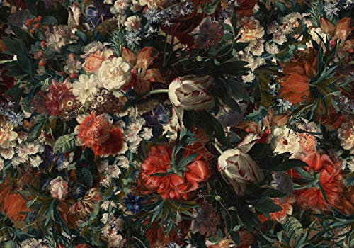 wandmotiv24 Fototapete Vintage Blüten bunt, XXL 400 x 280 cm - 8 Teile, Wanddeko, Wandbild, Wandtapete, Blume Blumen Rosen Rose M6718