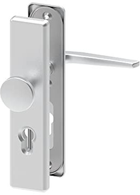 BASI Tür-Schutzbeschlag aus Aluminium F1 | für Haustüren | Türstärke 38-45 mm | Türklinke | Wechselgarnitur | Drücker | Knopf