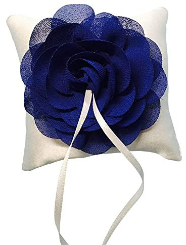 Nicoone Ring Kissen Spitze Blume Dekoriert Ring Bearer Kissen Ring Bearer Kissen Mit Band für Hochzeit Zimmer Dekor Ringe Halter Blau
