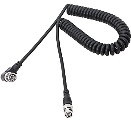 YACSEJAO Cavo BNC 3G / HD SDI Cavo a spirale BNC Adattatore per connettore di prolunga BNC ad angolo retto, adatto per sistemi CCTV di telecamere di videosorveglianza e oscilloscopi