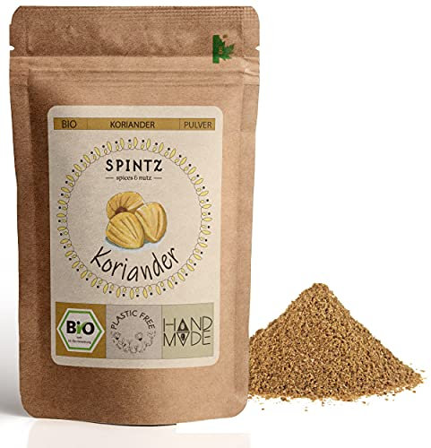 SPINTZ 1kg Bio Koriander gemahlen - Korianderpulver, gemahlene Coriander Saat, Körner, Samen - vegan, organic, 100% natürlich und ohne Zusätze - naturrein aus biologischem Anbau | plastikfrei verpackt