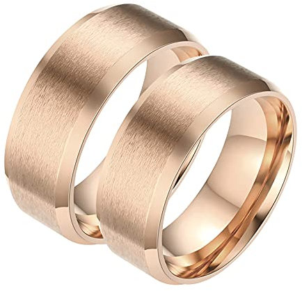 Aotiwe Matching Rings Roségold Ringe Mattes Finish, Rostfreier Stahl Damen 62 (19.7) & Herren 49 (15.6)