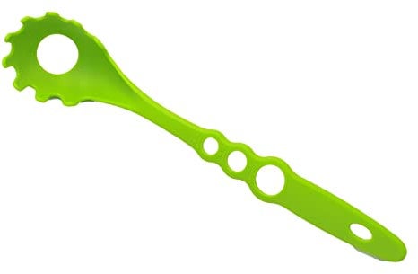 Nylon Pasta Fork,3-Holes Spaghetti Measurer,Heat Resistant,for Colander Food Strainer Drain Water Shovel Spaghetti Strainer Spaghetti Noodle Measure Portion Control (Grass Green)