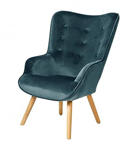 Urban living „Noor“ NACHTBLAUER SAMTSESSEL MIT HOLZBEINEN 72X65XH99CM