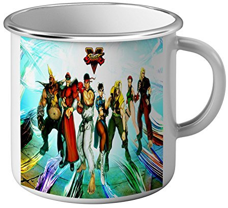 French Unicorn Mug Emaillé Metal Image Street Fighter Jeux Video Retro Game