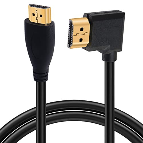 GELRHONR Câble HDMI 4K 1.4, coudé HDMI mâle vers mâle 4K @ 30 Hz, connecteur plaqué or, prise en charge ARC, 3D, Ethernet, pour TV HD, Lactop, PC, projecteur - Noir (1 m) (droit/gauche)