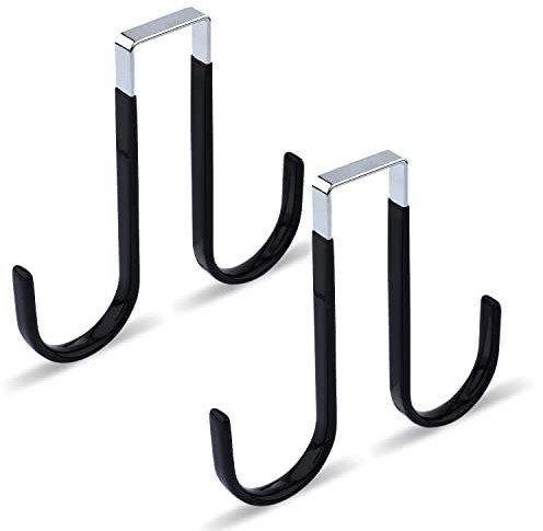 SAVITA Double Sided Door Hook, Over The Door Hooks for Clothes Heavy Duty Metal Coat Backpack Hat Hanging Plant Towel Hanger for Door Bathroom Bedroom Kitchen Garden (2 Packs)