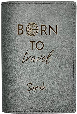 Protège Passeport Personnalisé, Porte Passeport Made in France, Pochette Passeport 100% Personnalisable, Étui Passeport Voopies, Protection Passeport Cuir, Housse Documents Voyage. (Gris)