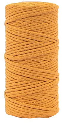 Vaessen Creative Makramee Garn Ockergelb, 3mm x 100 m, 100% Baumwolle, in Verschiedenen Farben Verfügbar, DIY, Basteln von Dekoration Wie Blumenampel, Wandbehang, Windlicht, Traumfänger