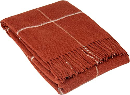 Coperta in Lana 140x200, 100% Lana, Plaid Lana Morbido per Letto e Divano, Singolo, Una Piazza e Mezza, Matrimoniale, Coperta Calda e Durevole, Elegante Copriletto con Frange - ZELANDIA Wool Blanket