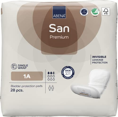 ABENA San 1A Premium Inkontinenzeinlagen 28 Stück für Damen und Herren, 250 ml Saugfähigkeit, schnell einziehende Inkontinenzprodukte, diskrete und anatomische Inkontinenzeinlagen für Männer/Frauen