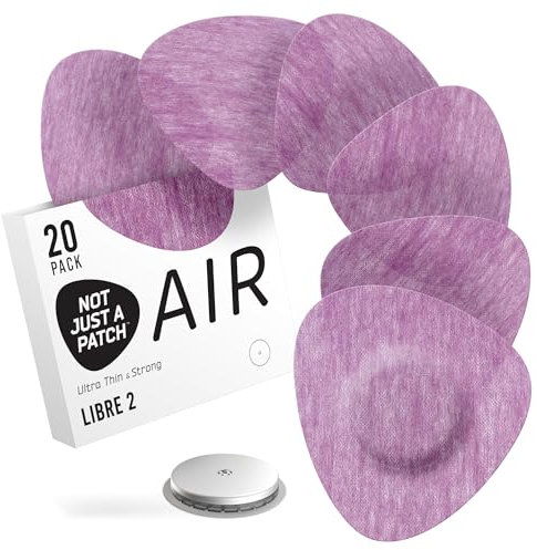 Not Just A Patch Freestyle Libre 2 Covers (20 Pack) - Thin, Strong and Light, Ultra-Long 14 Day Adhesion - Durable Lingo CGM & Libre 2 Sensor & Protector Patches - Air Libre 2 Purple