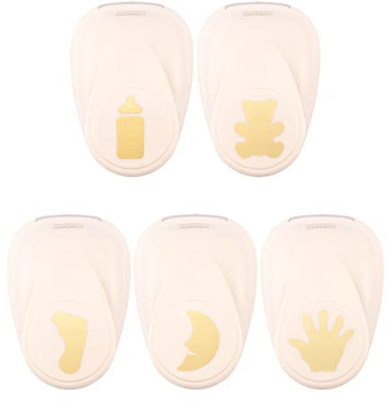 Vaessen Creative Stanzer Set - Motivstanzer - Baby - 5 Stück - Tonpapier und Bastelmaterial bis zu 250 g/m² - zum Basteln Mit Papier und Scrapbooking, Weiß-gold