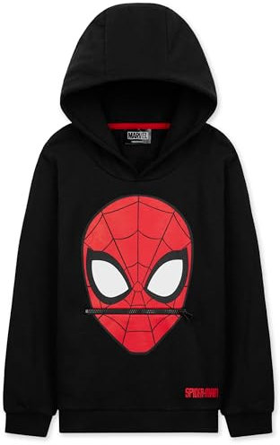 Marvel Felpa Bambino - Felpa con Cappuccio Spiderman 3-12 Anni - Felpe Ragazzo in Cotone Spiderman Abbigliamento Bambino (Nero, 3-4 Anni)