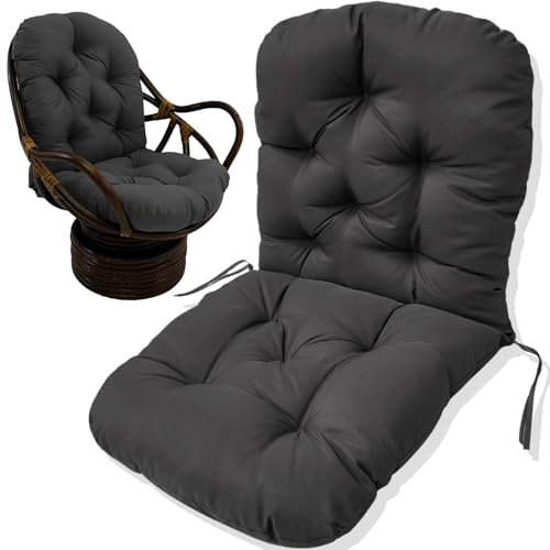 JIcloun Fauteuil en Rotin Pivotant avec Coussin À Bascule Intérieur - Pad de Remplacement Durable et Doux, A14