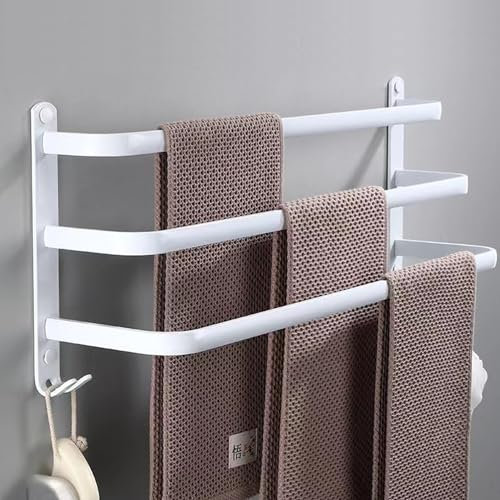 Juego de Accesorios para baño de 60cm White, Handtuchhalter weiß, Handtuchhalter Bad, Handtuchhalter Wand Badezimmer Zubehör Set, Handtuchhalter Küche Handtuchstange Ohne Bohren
