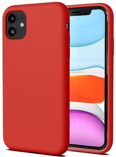 TAXXOE Silicone Case with iPhone 11 Case Soft Ultra Slim Protective Shockproof Liquid Silicone Phone Case,Anti-Scratch Microfiber Lining,6.1 inch-Red